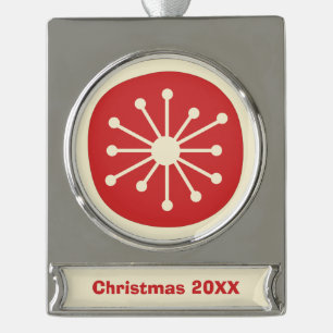 Mid Century Modern Retro 50s Atomic Personalised Silver Plated Banner Ornament
