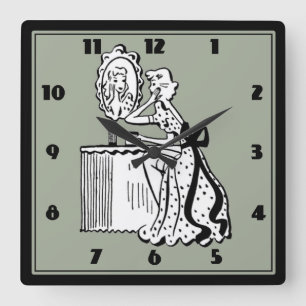 Mid-Century Modern Retro 50s Ladies Boudoir Square Wall Clock