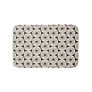 Mid Century Modern Retro Atomic Black and Cream Bath Mat
