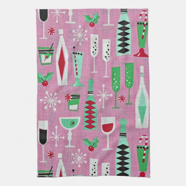 Mid Century Modern Retro Atomic Christmas Towel (Vertical)