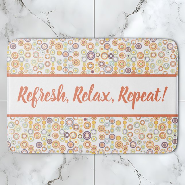Mid-Century Modern Retro Autumn Circles Bath Mat (Mid-Century Modern Retro Autumn Circles bathmat.  Refresh, Relax, Repeat!)