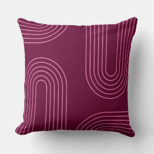 mid century modern retro berry pink geometric cushion