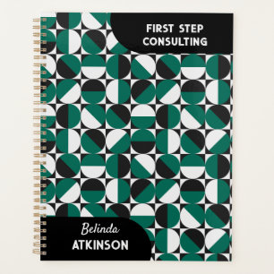 Mid century modern retro boho green and black planner