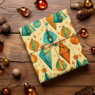 Mid-century Modern Retro Christmas Atomic Ornament Wrapping Paper