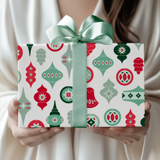 Mid-Century Modern Retro Christmas Ornaments Wrapping Paper (Creator Uploaded)