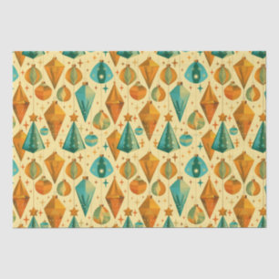 Mid-Century Modern Retro Copper and Teal Christmas Tissue Paper