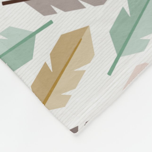Mid-Century Modern Retro Feathers Fleece Blanket (Corner)