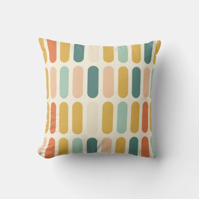 Mid Century Modern Retro Geometric Capsule Pattern Cushion (Front)