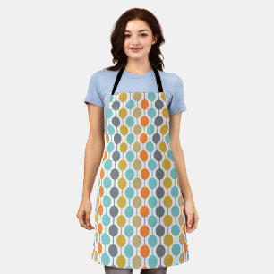 Mid-Century Modern Retro Geometric Circles Pattern Apron