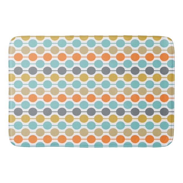 Mid-Century Modern Retro Geometric Circles Pattern Bath Mat (Front)