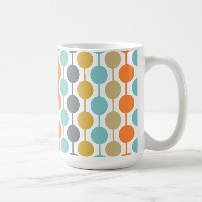 Mid-Century Modern Retro Geometric Circles Pattern Coffee Mug (Right)