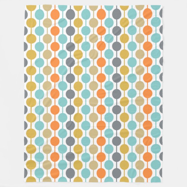 Mid-Century Modern Retro Geometric Circles Pattern Fleece Blanket (Front)