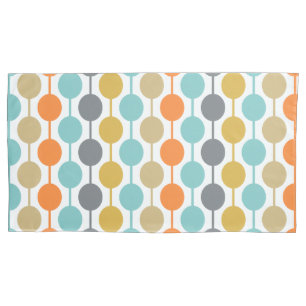 Mid-Century Modern Retro Geometric Circles Pattern Pillowcase