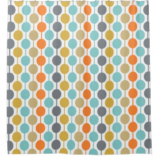Mid-Century Modern Retro Geometric Circles Pattern Shower Curtain