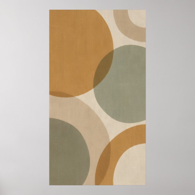 Mid Century Modern Retro Geometric Circles Sage Gr Poster (Front)