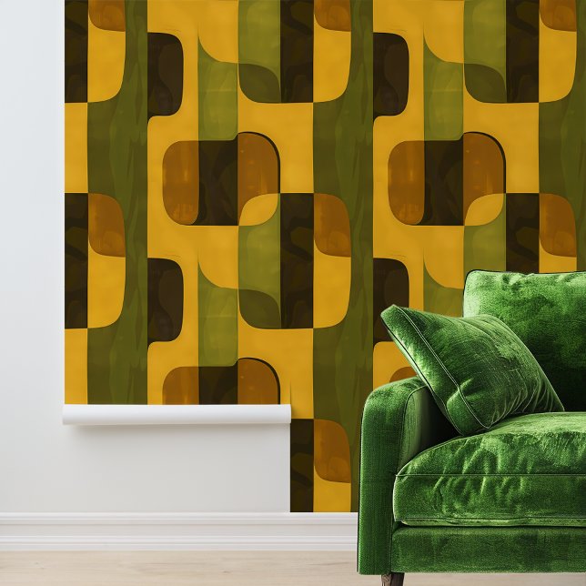 Mid Century Modern Retro green shapes Wallpaper (Creator Uploaded)