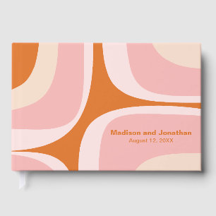 Mid Century Modern Retro Groove Pink and Orange Guest Book