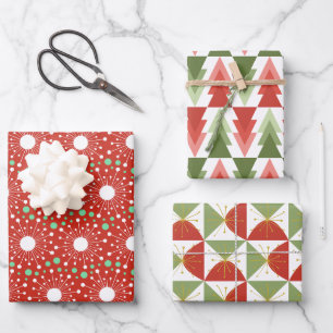 Mid-Century Modern Retro Holiday Wrapping Paper Sheet