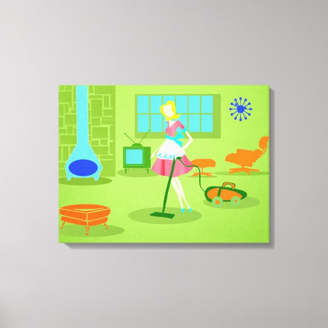 Mid Century Modern Retro Housewife Canvas Print (Front)