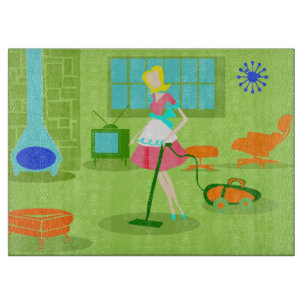 Mid Century Modern Retro Housewife Cutting Board