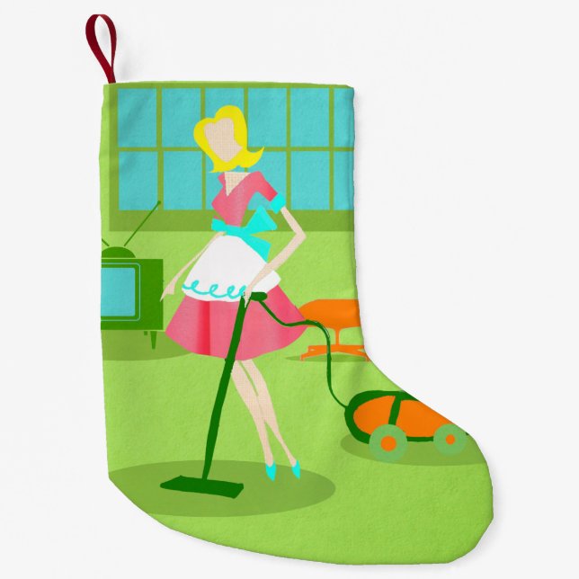 Mid Century Modern Retro Housewife Xmas Stocking (Front)
