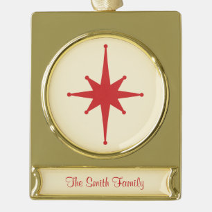 Mid Century Modern Retro Minimalist Atomic Star Gold Plated Banner Ornament