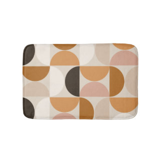 Mid Century Modern Retro Pattern Brown Earth Tones Bath Mat