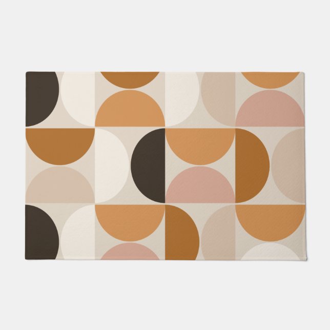 Mid Century Modern Retro Pattern Brown Earth Tones Doormat (Front)