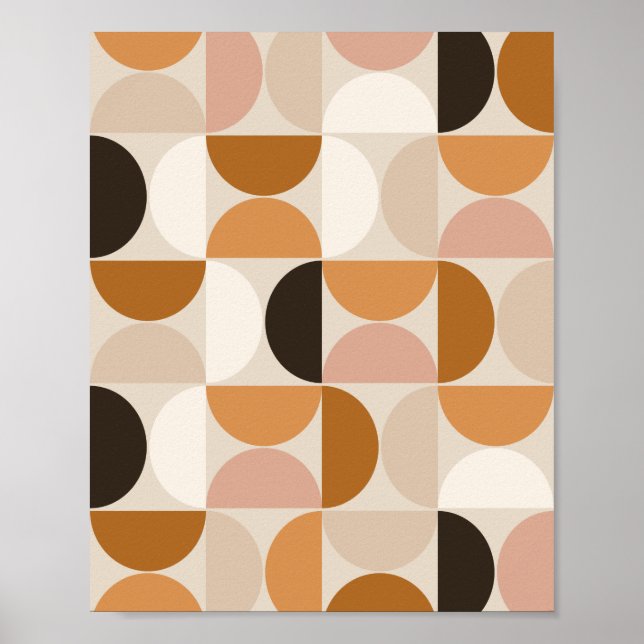Mid Century Modern Retro Pattern Brown Earth Tones Poster (Front)