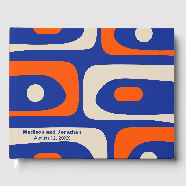 Mid Century Modern Retro Piquet Personalised Guest Book (Front)