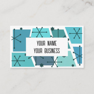 Mid Century Modern Retro Pop Art Turquoise Business Card