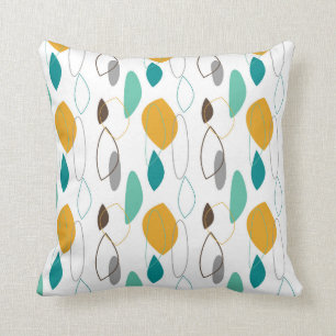 Mid Century Modern Retro Shapes Yellow Grey Teal Cushion