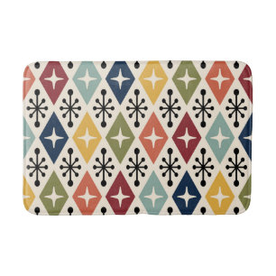 Mid Century Modern Retro Starburst Pattern Bath Mat