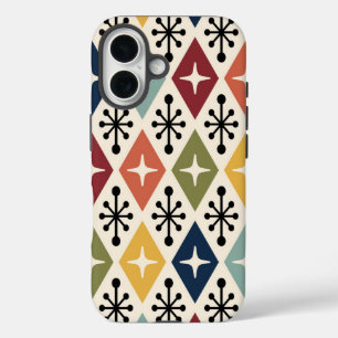 Mid Century Modern Retro Starburst Pattern iPhone 16 Case
