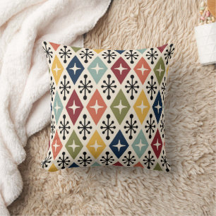 Mid Century Modern Retro Starburst Pattern Cushion