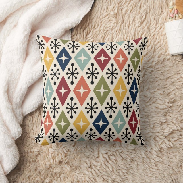 Mid Century Modern Retro Starburst Pattern Cushion (Blanket)