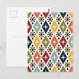Mid Century Modern Retro Starburst Pattern Postcard