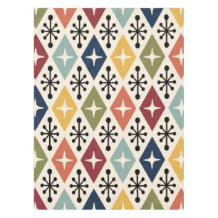 Mid Century Modern Retro Starburst Pattern Tablecloth