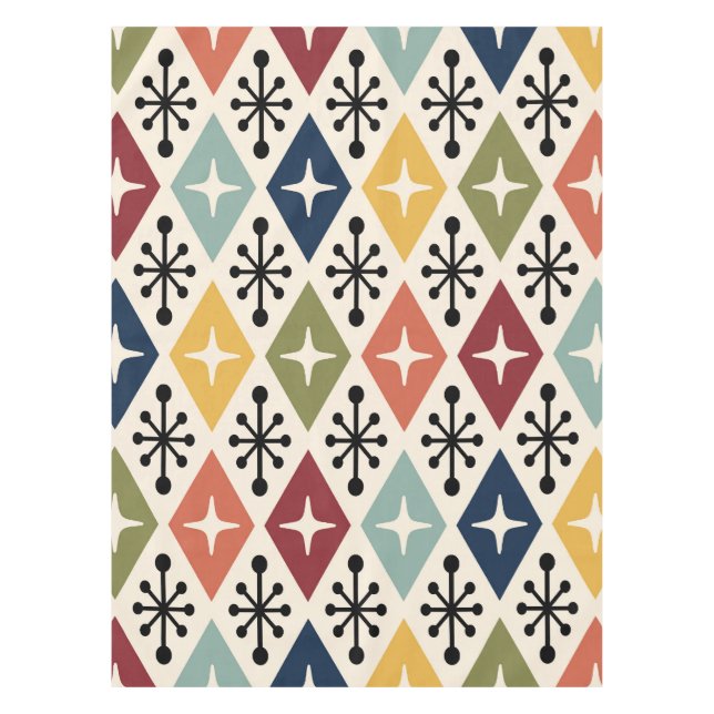 Mid Century Modern Retro Starburst Pattern Tablecloth (Front)