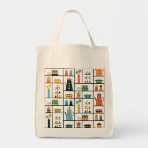 Mid Century Modern Retro Stylish Kitchen Shelves Tote Bag