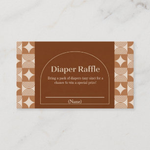 Mid Century Modern Retro Terracotta Diaper raffle Enclosure Card