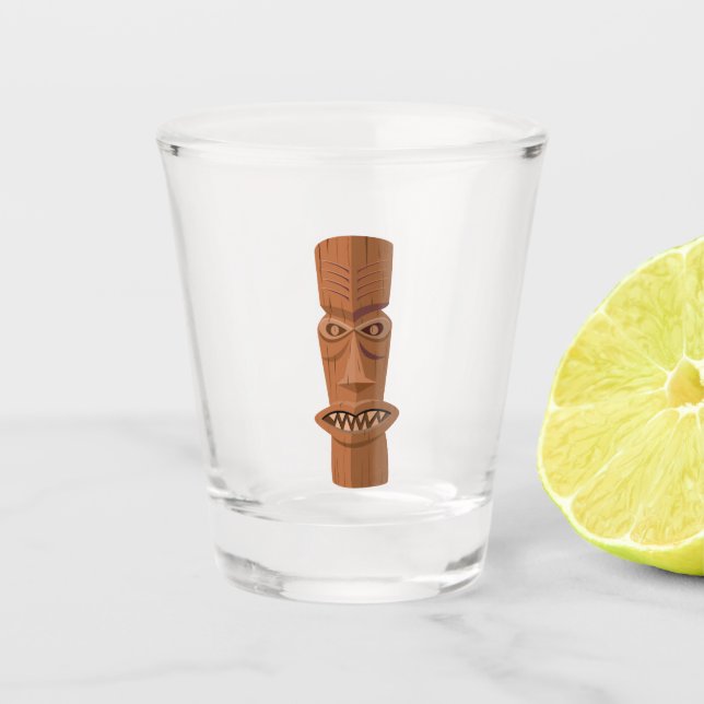 Mid Century Modern Retro Tiki God Shot Glass (Front)