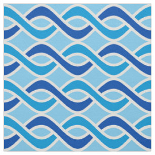 Mid-Century Modern Ribbons, cobalt & sky blue Fabric