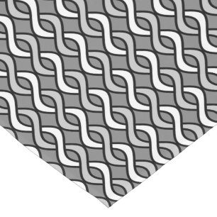Mid-Century Modern Ribbons, grey, black and white Short Table Runner