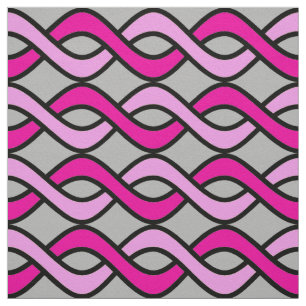 Mid-Century Modern Ribbons, pink and grey / grey Fabric