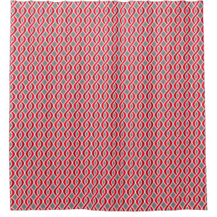 Mid-Century Modern Ribbons, red and grey / grey Shower Curtain