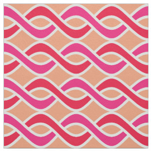 Mid-Century Modern Ribbons, shades of coral Fabric