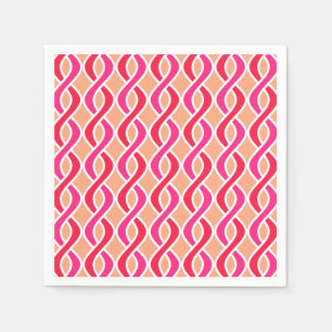 Mid-Century Modern Ribbons, shades of coral Napkin