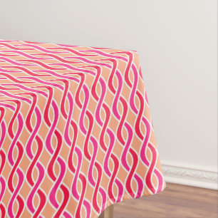 Mid-Century Modern Ribbons, shades of coral Tablecloth