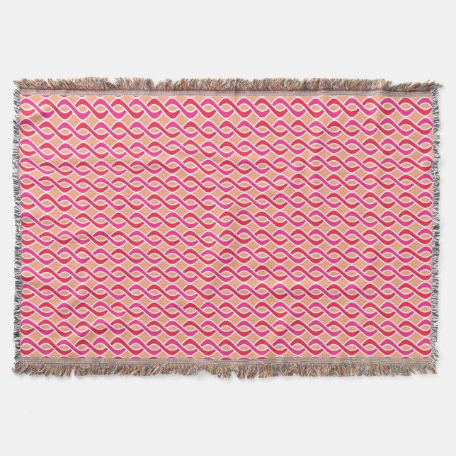 Mid-Century Modern Ribbons, shades of coral Throw Blanket (Front)